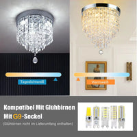 Lustre en Cristal Chromé G9 pour Cuisine, Salon ou Chambre, 25 cm