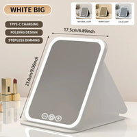 Miroir de Maquillage LED Tactile Pliant, Rose ou Blanc, 2 Tailles