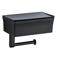 Porte-Papier Toilette Adhésif avec Boîte de Rangement et Tablette, Noir ou Blanc