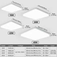 Plafonnier LED Carré Cuisine 3 Teintes 18 à 45 W