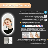 Miroir LED Salle de Bain Ovale Anti-Buée Tactile 80 x 50 cm