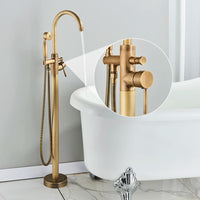 Robinet Baignoire Îlot avec Douchette et Inverseur, Laiton 115 cm