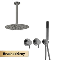 Douche Encastrable Laiton avec Pommeau Rond 25 cm et Douchette, 5 Finitions
