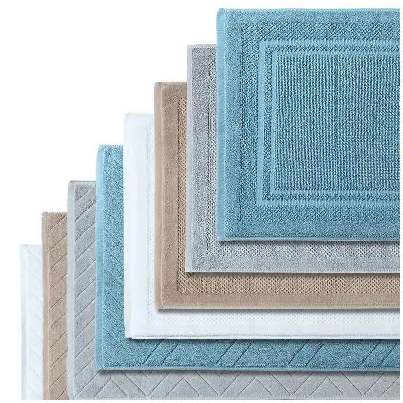 Tapis de Bain Coton Absorbant 45 x 75 cm, Motif Chevrons ou Cadre