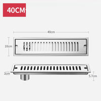 Caniveau de Douche Inox 304 Brossé ou Noir, 20 à 60 cm