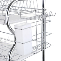Égouttoir à Vaisselle 3 Niveaux Chromé, Porte-Couverts et Support Planche, 42 cm