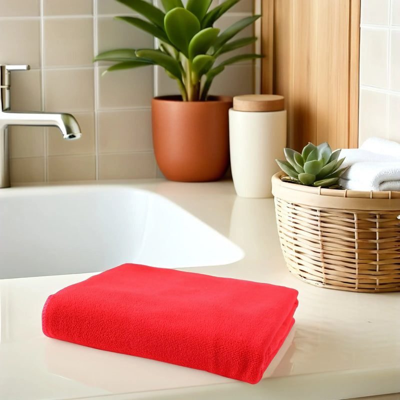 Serviette de Bain Microfibre Rouge 70 x 140 cm Séchage Rapide
