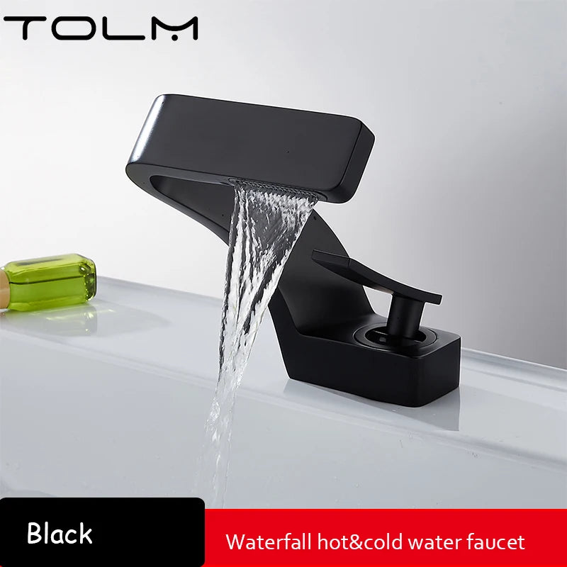 Mitigeur Lavabo Cascade Design Laiton Monotrou, 8 Finitions, Bonde en Option