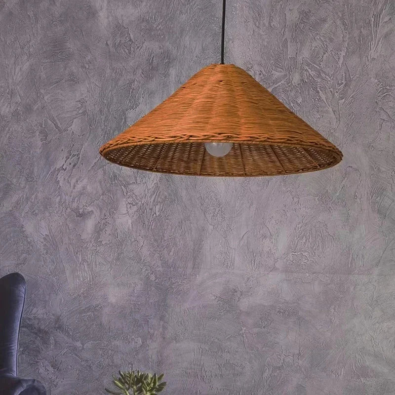 Suspension Cuisine Cône Tressé Beige ou Brun, Ø 40 à 80 cm