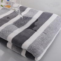 Serviette de Bain Rayée Douce 70 x 140 cm, Gris, Vert ou Rose