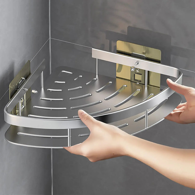 Étagère de Douche d'Angle Aluminium Noir