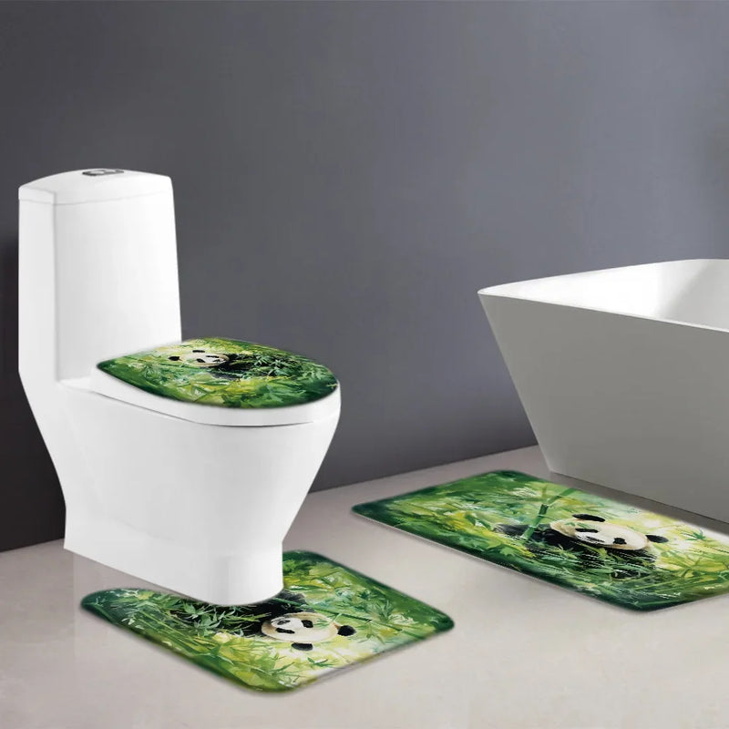 Rideau de Douche Panda 180x180 cm et Tapis Assortis à la Pièce