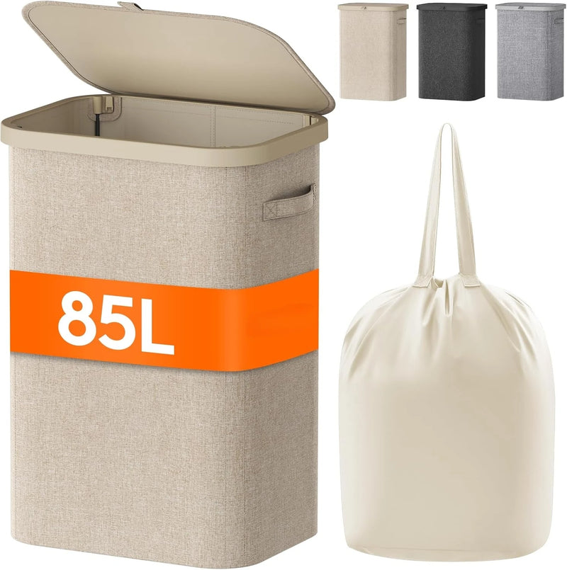 Panier à Linge sur Roulettes Couvercle 42 à 85 L