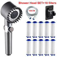 Pommeau de Douche à Filtre Massage, Kit avec Flexible et Support, Gris ou Violet