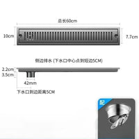 Caniveau de Douche Rectangulaire Inox 304 Anti-Odeur 10 x 60 cm