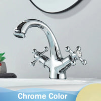Mitigeur Lavabo Rétro Double Poignée Croisillons Laiton, 5 Finitions