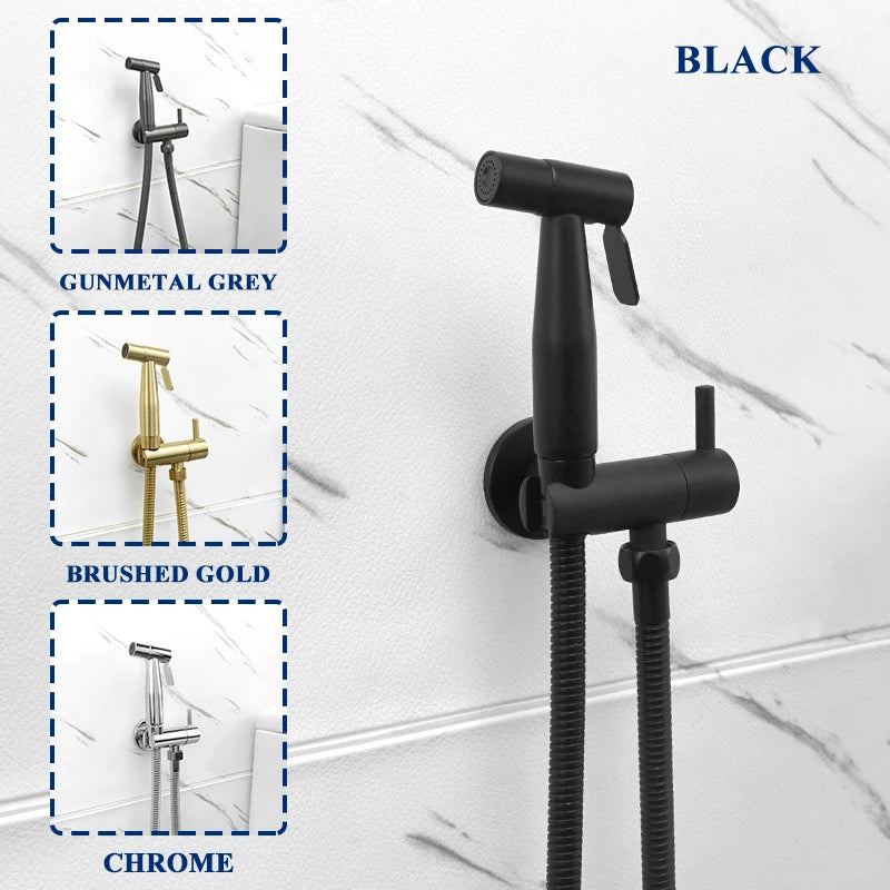 Douchette WC Murale Seule ou en Kit avec Robinet d'Angle, 4 Finitions