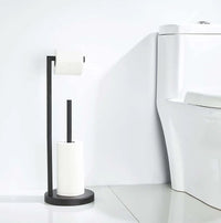 Porte-Papier Toilette sur Pied Inox 304 avec Réserve ou Brosse WC