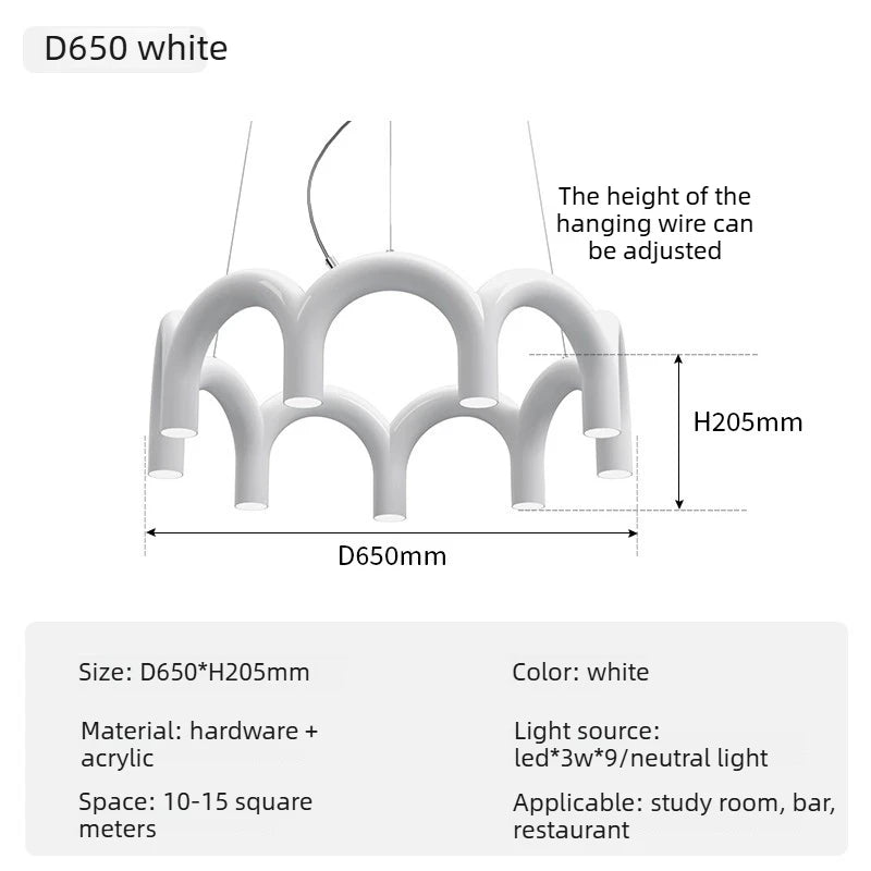 Suspension Cuisine LED Arches Colorées, 2 à 12 LED, 6 Coloris