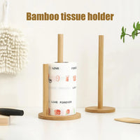 Porte-Essuie-Tout Bambou à Poser, 1 ou 2 Tiges, Base Antidérapante