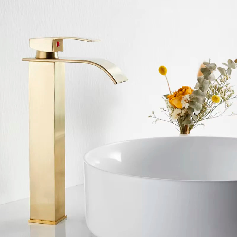 Mitigeur Lavabo Cascade Monotrou Inox 304, 7 Finitions, Modèle Bas ou Haut