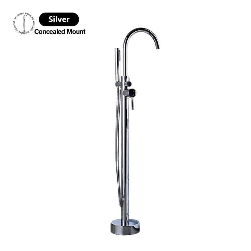 Robinet Baignoire sur Pied Autoportant avec Douchette, Hauteur 130 cm, 5 Finitions