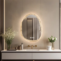 Miroir LED Salle de Bain Organique Anti-Buée Tactile Effet Pierre