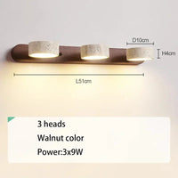 Applique Salle de Bain LED Travertin et Bois Orientable 32 à 70 cm