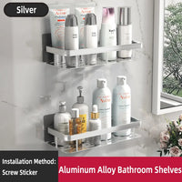 Étagère de Douche d'Angle Aluminium Noir