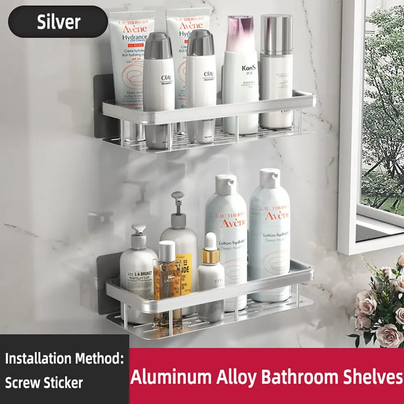 Étagère de Douche d'Angle Aluminium Noir