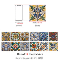 Carreaux Adhésifs Crédence 15 cm, 27 Motifs Colorés, 12 ou 24 Pièces