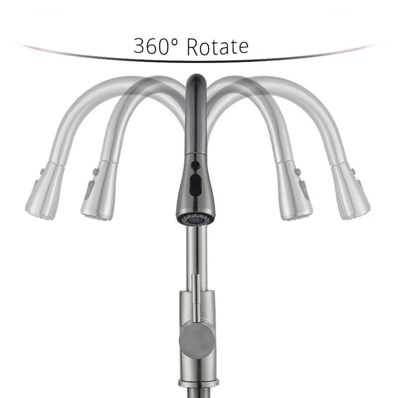 Mitigeur Cuisine Extractible Inox 304 Col de Cygne, 2 ou 3 Jets
