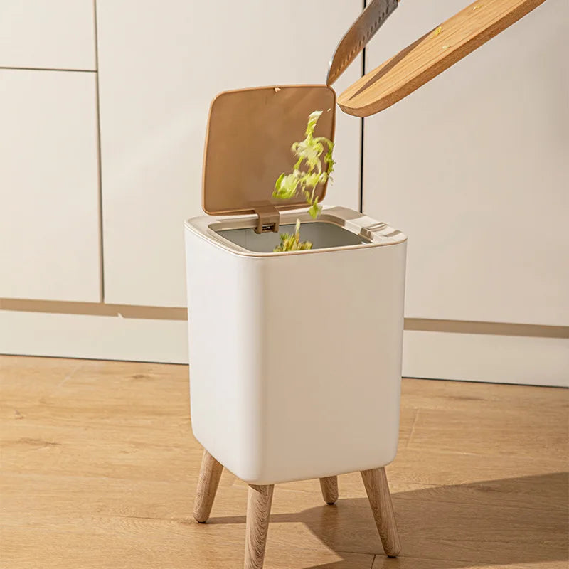 Poubelle Salle de Bain à Pression Blanche 10 Litres