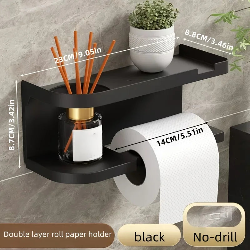 Porte-Papier Toilette Mural avec Étagère Rangement