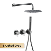 Douche Encastrable Laiton avec Pommeau Rond 25 cm et Douchette, 5 Finitions