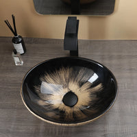 Vasque à Poser Ovale en Céramique avec Robinet et Bonde, 9 Décors