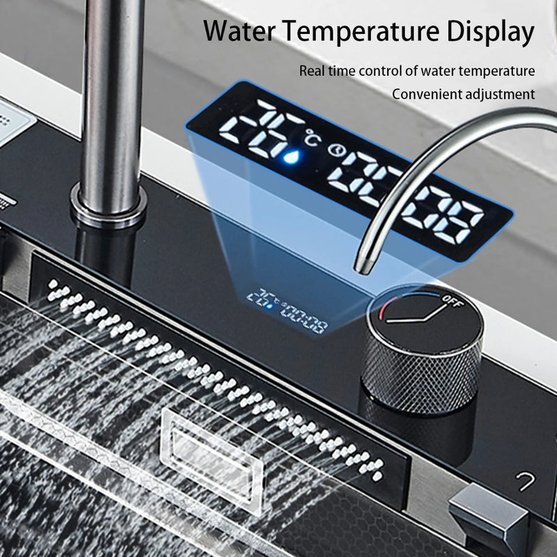 Évier Cuisine Inox 304 à Cascade, avec ou sans Rince-Verre, 60 ou 75 cm