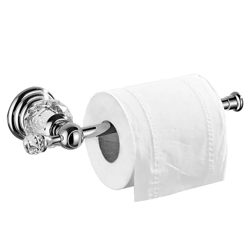 Porte-Papier Toilette Mural Cristal à Bras Ouvert, Doré ou Chromé, 25 cm