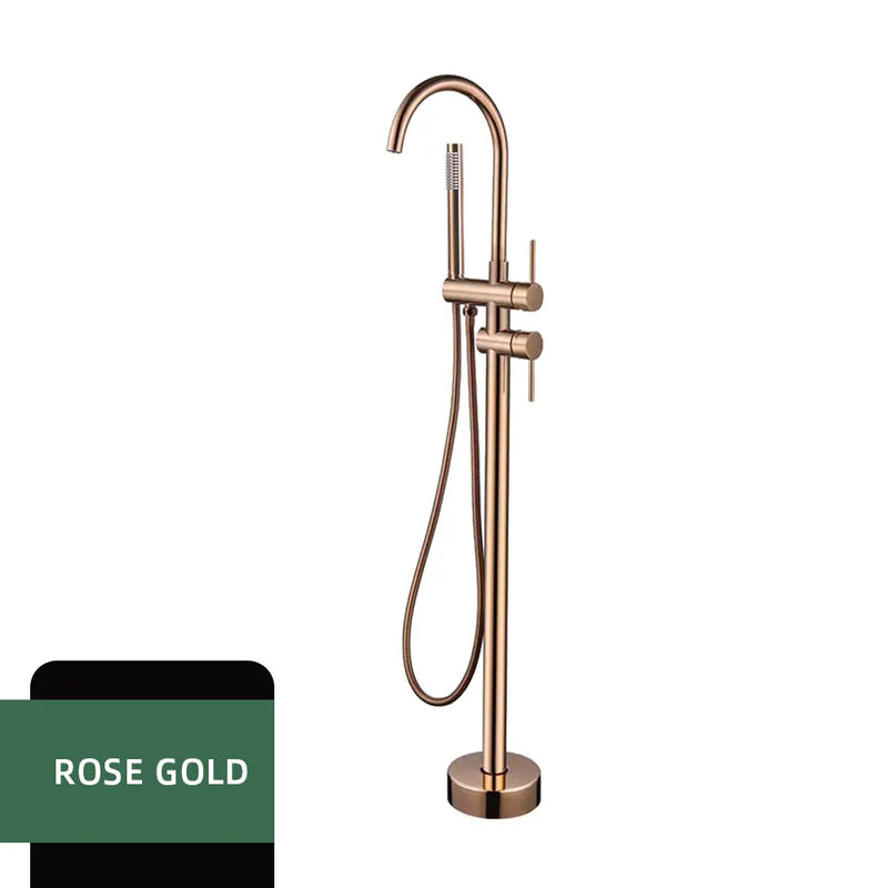 Robinet Baignoire Îlot sur Pied avec Douchette 1,5 m, Laiton, 6 Finitions