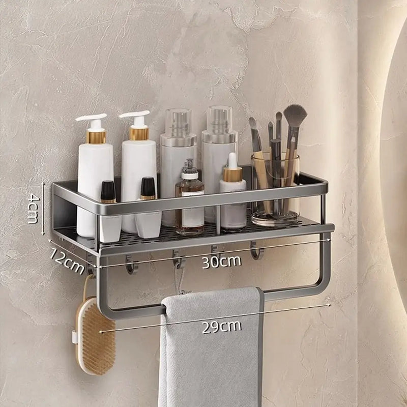 Étagère de Douche Murale Aluminium Sans Perçage, Grise, 30 ou 40 cm