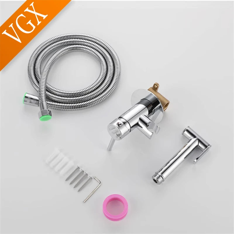 Douchette WC Mitigeur à Platine Ronde en Laiton, 5 Finitions