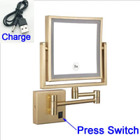 Miroir Grossissant LED Mural Bras Extensible Carré 3X