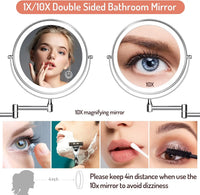 Miroir Grossissant Mural LED Rechargeable Double Face Tactile x5 ou x10