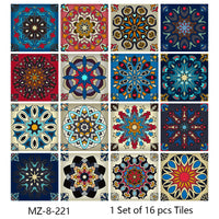 Lot de 16 Stickers Carrelage Adhésifs Motif Aquarelle
