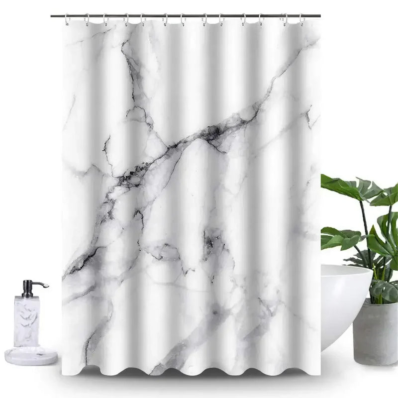 Rideau de Douche Effet Marbre en Tissu, 18 Motifs, 90 à 300 cm