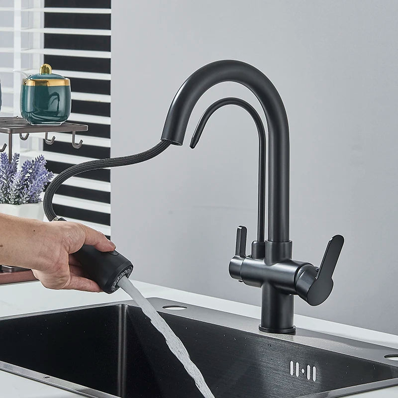 Mitigeur Cuisine Col de Cygne Eau Filtrée Extractible, 8 Finitions