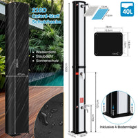 Douche Solaire Colonne 35, 40 ou 60 L avec Housse