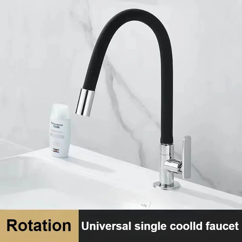 Robinet de Cuisine Flexible Eau Froide en Silicone, Pivotant 360°, 3 Coloris