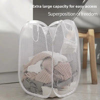Panier à Linge Pliable Ventilé Noir et Blanc, Plusieurs Tailles