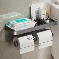 Porte-Papier Toilette Mural Blanc, Noir ou Gris avec Tablette, 1 ou 2 Rouleaux